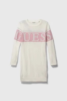 Zdjęcie produktu Guess sukienka dziecięca kolor beżowy mini dopasowana