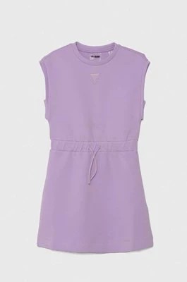 Zdjęcie produktu Guess sukienka dziecięca kolor fioletowy mini prosta