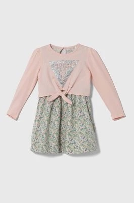 Zdjęcie produktu Guess sukienka dziecięca kolor różowy midi rozkloszowana K4YK17 K6YW3