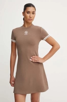 Zdjęcie produktu Guess sukienka ELÉA kolor brązowy mini rozkloszowana V4YK00 KCDN0