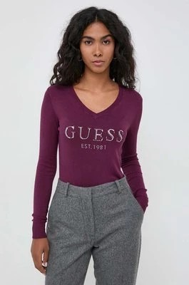 Zdjęcie produktu Guess sweter damski kolor fioletowy lekki