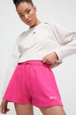 Zdjęcie produktu Guess szorty bawełniane ELEANORA kolor fioletowy melanżowe high waist V4RD04 KC5O0