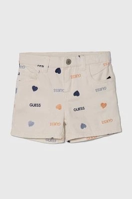 Zdjęcie produktu Guess szorty jeansowe dziecięce kolor biały wzorzyste regulowana talia