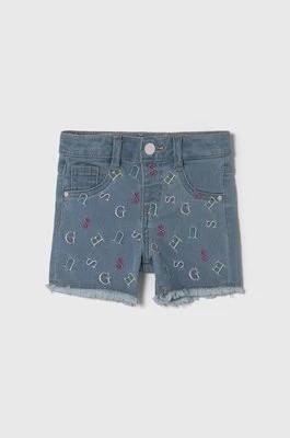 Zdjęcie produktu Guess szorty jeansowe dziecięce kolor niebieski wzorzyste regulowana talia