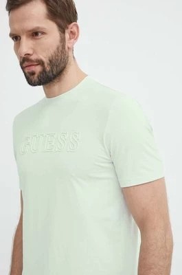 Zdjęcie produktu Guess t-shirt ALPHY męski kolor zielony z aplikacją Z2YI11 J1314