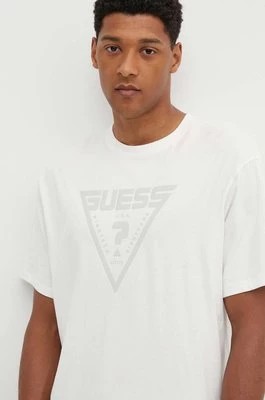 Zdjęcie produktu Guess t-shirt bawełniany ALINO męski kolor beżowy z nadrukiem Z4YI00 I3Z14