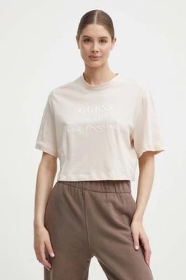 Zdjęcie produktu Guess t-shirt bawełniany DAKOTA damski kolor beżowy V4GI13 JA914