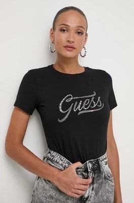 Zdjęcie produktu Guess t-shirt bawełniany STONES&EMBRO damski kolor czarny W4RI52 I3Z14