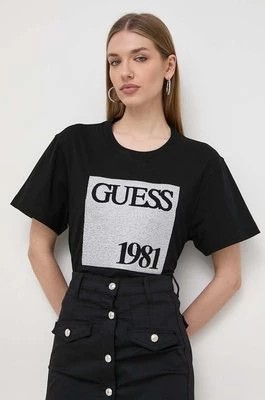 Zdjęcie produktu Guess t-shirt bawełniany damski kolor czarny W4GI16 I3Z14