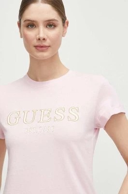 Zdjęcie produktu Guess t-shirt bawełniany NYRA damski kolor różowy V4GI01 I3Z14