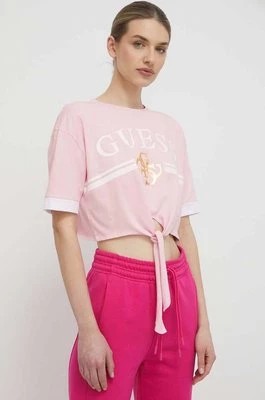 Zdjęcie produktu Guess t-shirt bawełniany MYLAH damski kolor różowy V4GI00 I3Z14