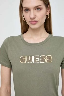 Zdjęcie produktu Guess t-shirt bawełniany GLOSSY damski kolor zielony W4RI30 I3Z14