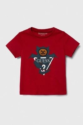 Zdjęcie produktu Guess t-shirt bawełniany dziecięcy kolor czerwony z nadrukiem