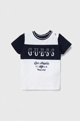 Zdjęcie produktu Guess t-shirt bawełniany dziecięcy kolor granatowy wzorzysty
