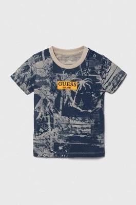 Zdjęcie produktu Guess t-shirt bawełniany dziecięcy kolor niebieski wzorzysty