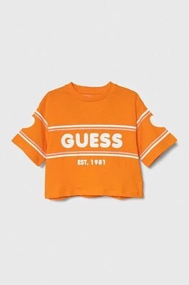 Zdjęcie produktu Guess t-shirt bawełniany dziecięcy kolor pomarańczowy