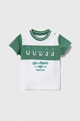 Zdjęcie produktu Guess t-shirt bawełniany dziecięcy kolor zielony wzorzysty