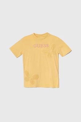 Zdjęcie produktu Guess t-shirt bawełniany dziecięcy kolor żółty