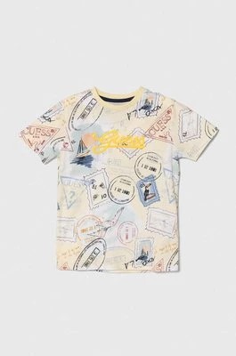 Zdjęcie produktu Guess t-shirt bawełniany dziecięcy kolor żółty wzorzysty