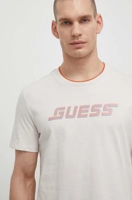 Zdjęcie produktu Guess t-shirt bawełniany EGBERT męski kolor beżowy z nadrukiem Z4GI11 I3Z14