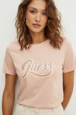 Zdjęcie produktu Guess t-shirt bawełniany GLITTERY damski kolor pomarańczowy W4YI09 JA914