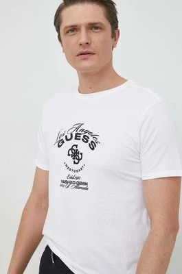 Zdjęcie produktu Guess t-shirt bawełniany kolor biały z nadrukiem