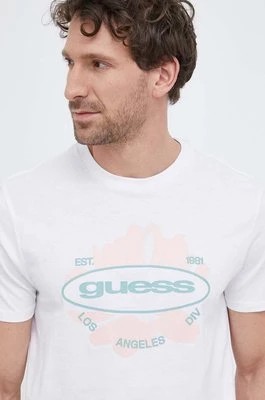 Zdjęcie produktu Guess t-shirt bawełniany kolor biały z nadrukiem