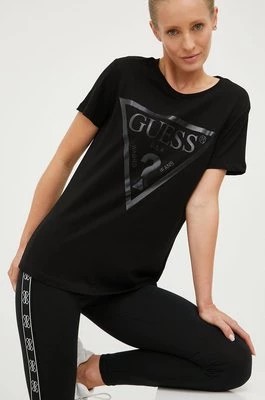 Zdjęcie produktu Guess t-shirt bawełniany ADELE kolor czarny V2YI07 K8HM0