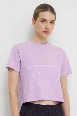 Zdjęcie produktu Guess t-shirt bawełniany ADELE kolor fioletowy V2YI06 K8HM0
