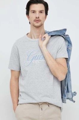 Zdjęcie produktu Guess t-shirt bawełniany kolor szary z aplikacją