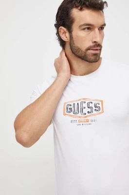 Zdjęcie produktu Guess t-shirt bawełniany męski kolor biały z nadrukiem M4RI33 J1314