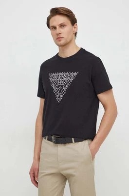 Zdjęcie produktu Guess t-shirt bawełniany męski kolor czarny z aplikacją M4RI27 K8FQ4