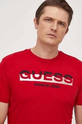 Zdjęcie produktu Guess t-shirt bawełniany męski kolor czerwony z nadrukiem M4RI60 K9RM1