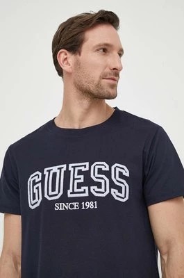 Zdjęcie produktu Guess t-shirt bawełniany męski kolor granatowy z aplikacją M4GI62 I3Z14