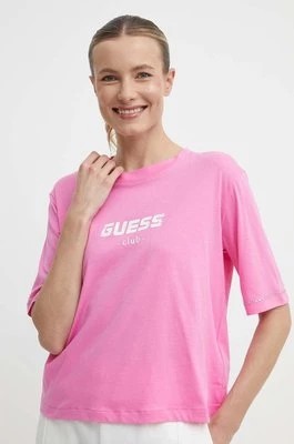 Zdjęcie produktu Guess t-shirt bawełniany NATALIA damski kolor różowy V4GI11 JA914