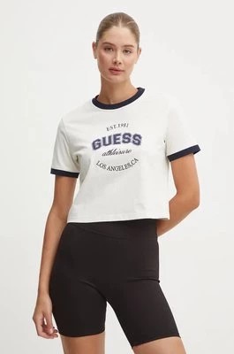 Zdjęcie produktu Guess t-shirt bawełniany RAQUELLE damski kolor beżowy V4BI08 K8FQ4