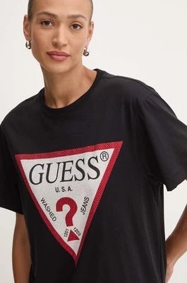 Zdjęcie produktu Guess t-shirt bawełniany SHINY damski kolor czarny W4YI34 I3Z14