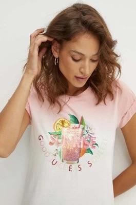 Zdjęcie produktu Guess t-shirt bawełniany SUNRISE DRINK damski W4YI44 K9RM1