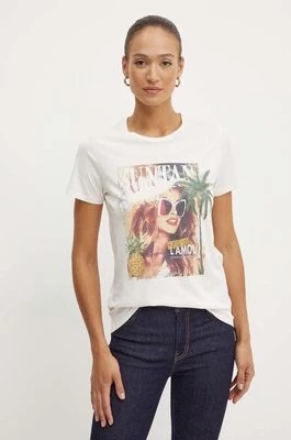 Zdjęcie produktu Guess t-shirt bawełniany SUTAN damski kolor beżowy W4YI46 K9RM1