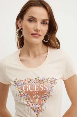 Zdjęcie produktu Guess t-shirt BOUQUET damski kolor beżowy W4YI72 J1314