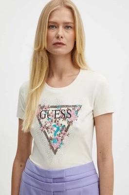 Zdjęcie produktu Guess t-shirt CHERRY FLOWER damski kolor beżowy W4YI26 J1314