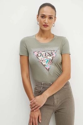 Zdjęcie produktu Guess t-shirt CHERRY FLOWER damski kolor zielony W4YI26 J1314