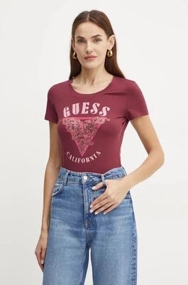 Zdjęcie produktu Guess t-shirt damski kolor bordowy W4BI19 J1314