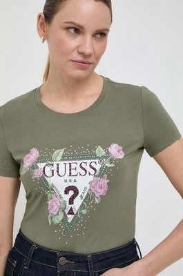 Zdjęcie produktu Guess t-shirt FLORAL damski kolor zielony W4RI28 J1314