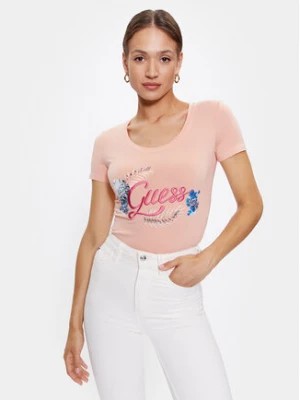 Zdjęcie produktu Guess T-Shirt Embellish Logo W3GI40 J1314 Różowy Slim Fit