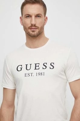 Zdjęcie produktu Guess t-shirt męski kolor beżowy z nadrukiem U4RI22 K6YW0