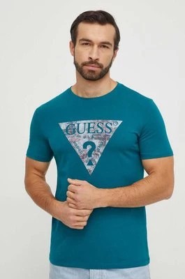 Zdjęcie produktu Guess t-shirt męski kolor turkusowy z nadrukiem M4RI29 J1314