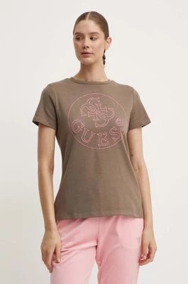 Zdjęcie produktu Guess t-shirt NOÉMIE damski kolor brązowy V4YI03 KCB61