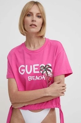 Zdjęcie produktu Guess t-shirt plażowy bawełniany kolor różowy E4GI03 I3Z14