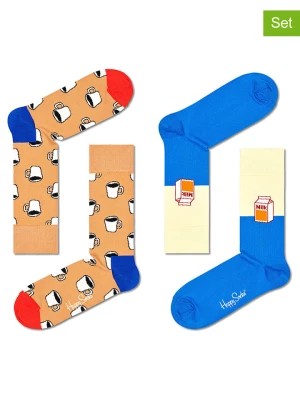 Zdjęcie produktu Happy Socks 2-częściowy zestaw prezentowy w kolorze beżowo-niebieskim rozmiar: 36-40